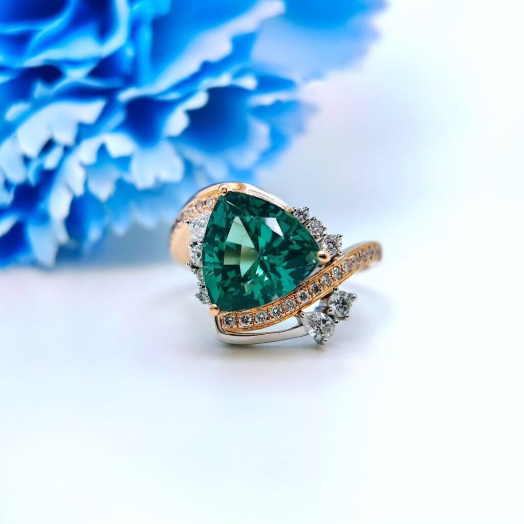 Green Tourmaline Engagement Ring
